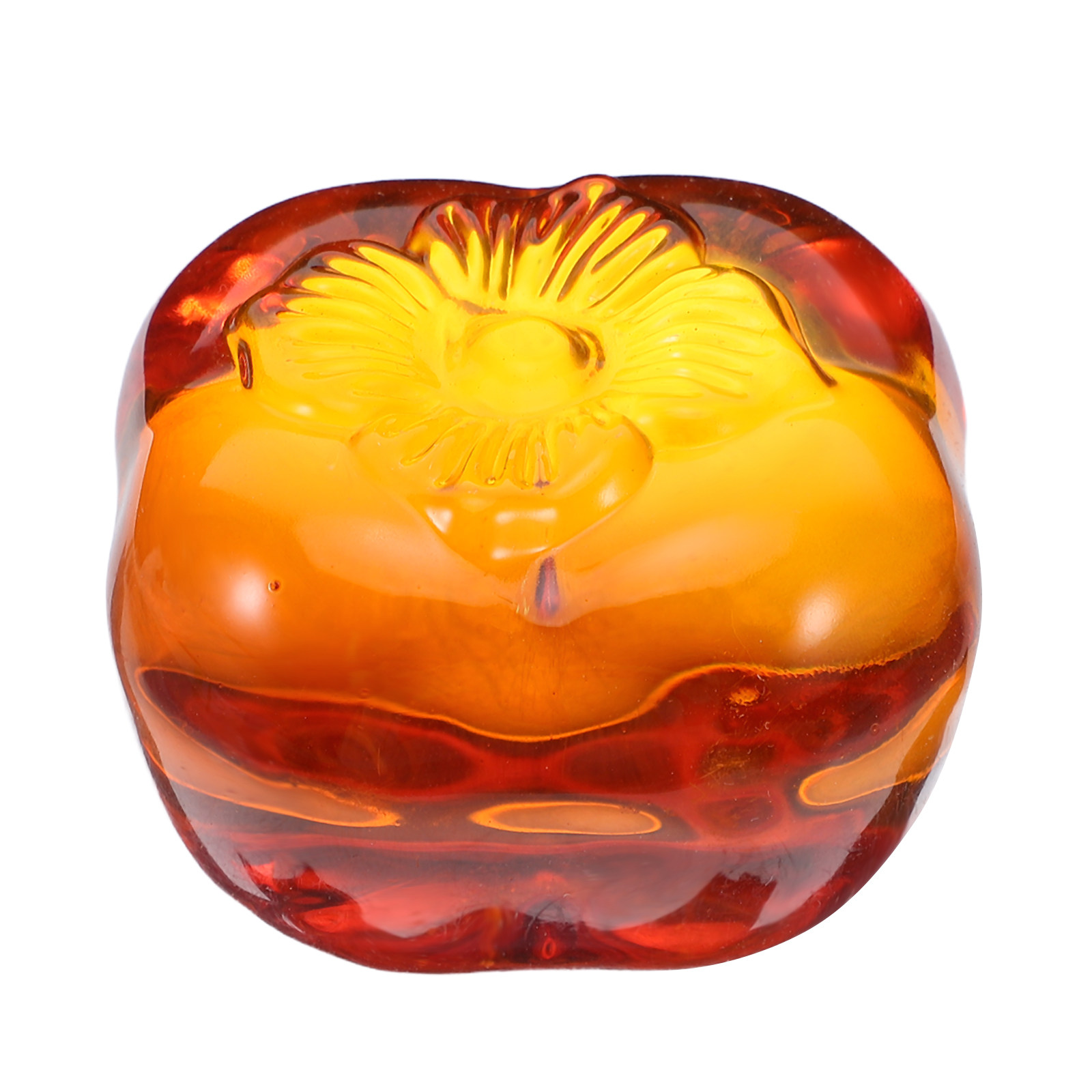Paper Weight Crystal - Heavy Crystal Persimmon Paperweight Glass Desk