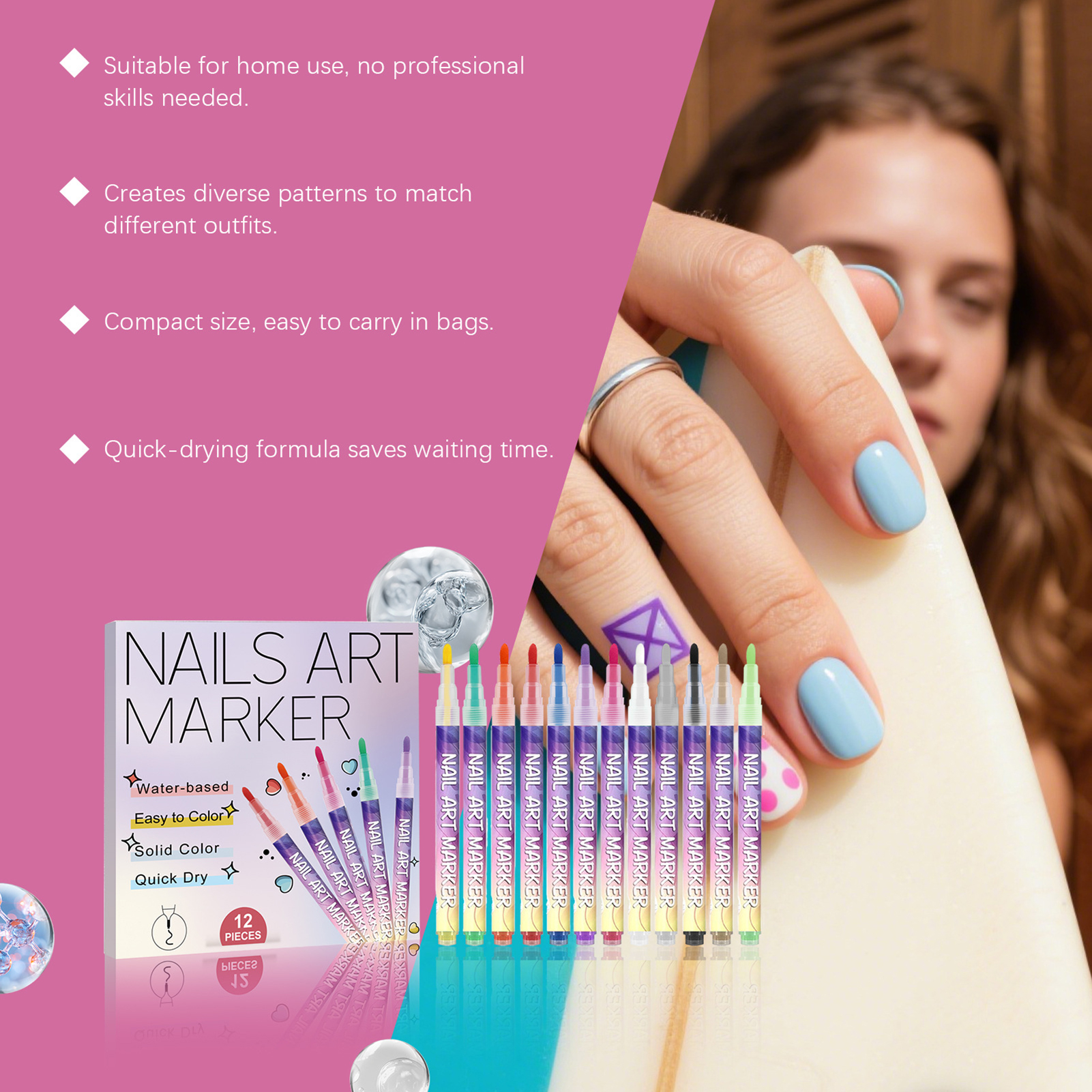 12Pcs Nail Art Pens With Fine  - Correction Pen Fine avis et prix