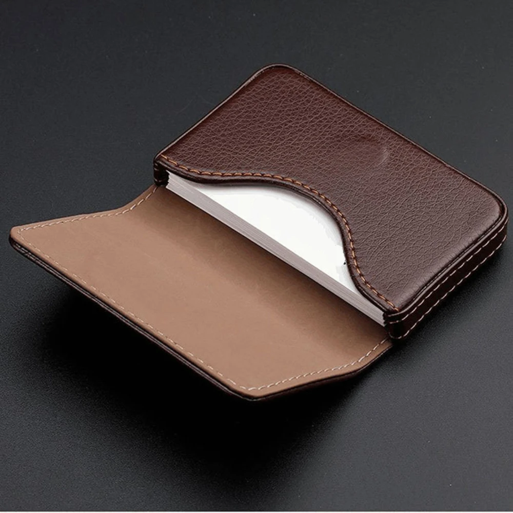 Sized Stitched PU Leather Cred - Index Card Holder avis et prix