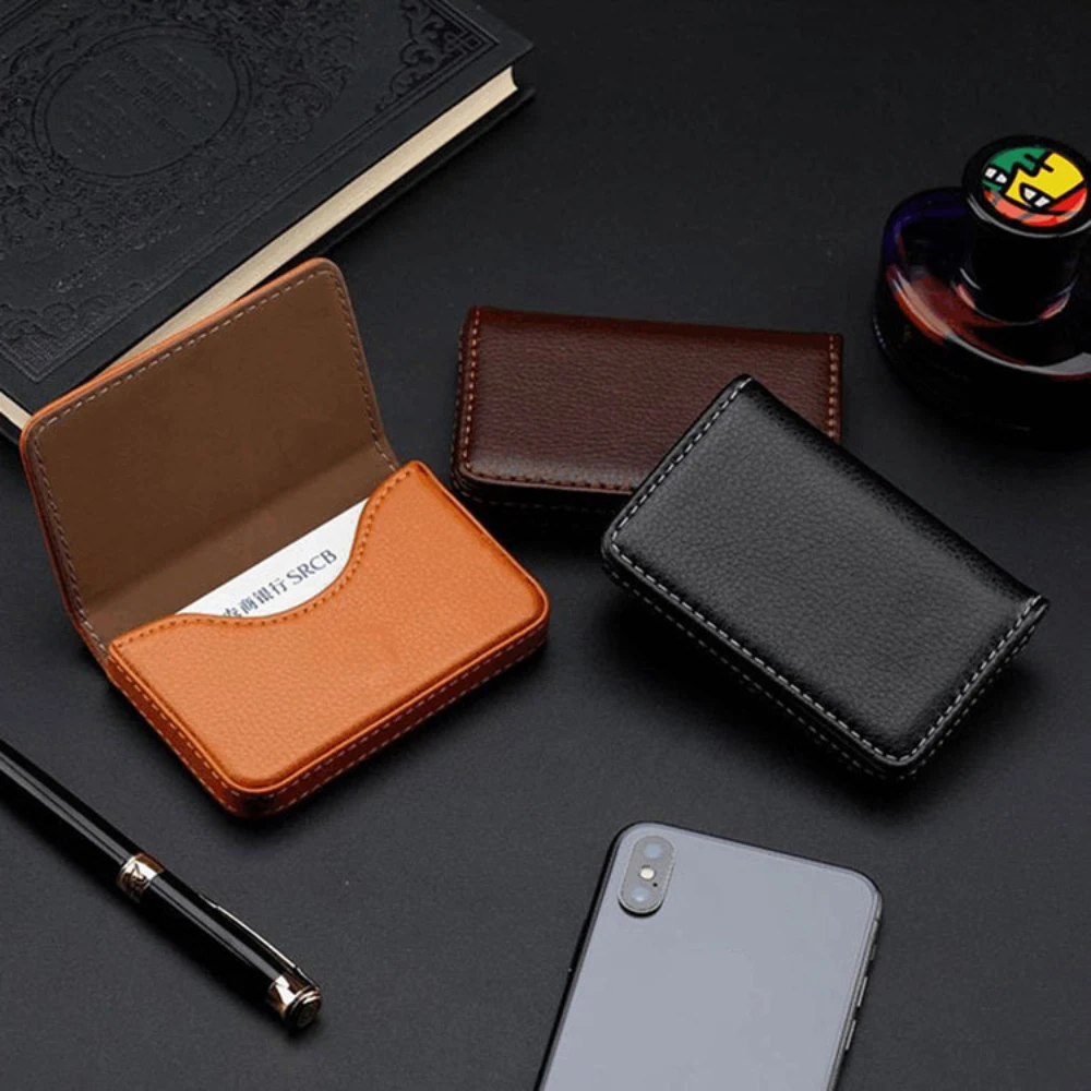Sized Stitched PU Leather Cred - Index Card Holder avis et prix