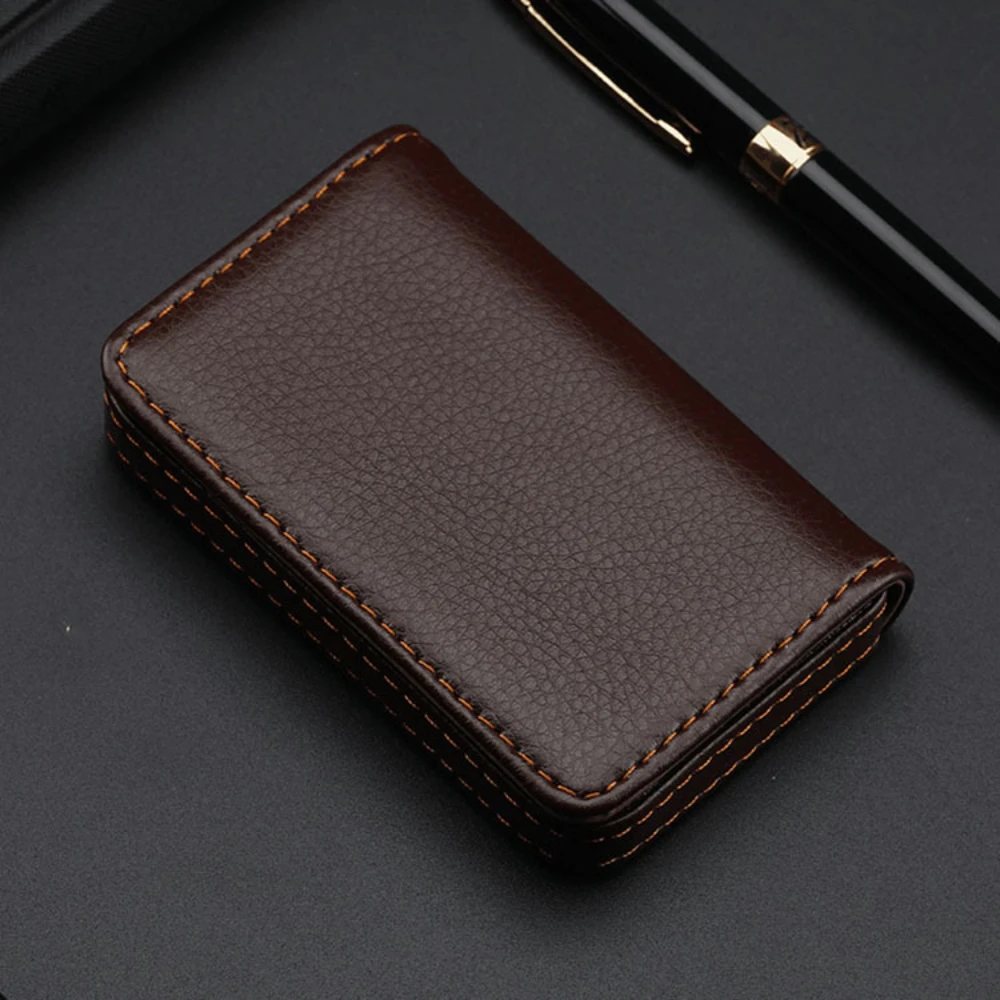 Sized Stitched PU Leather Cred - Index Card Holder avis et prix