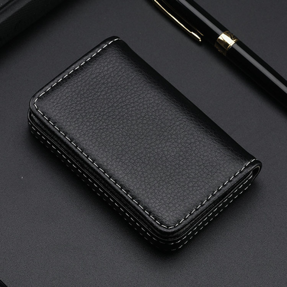 Sized Stitched PU Leather Cred - Index Card Holder avis et prix