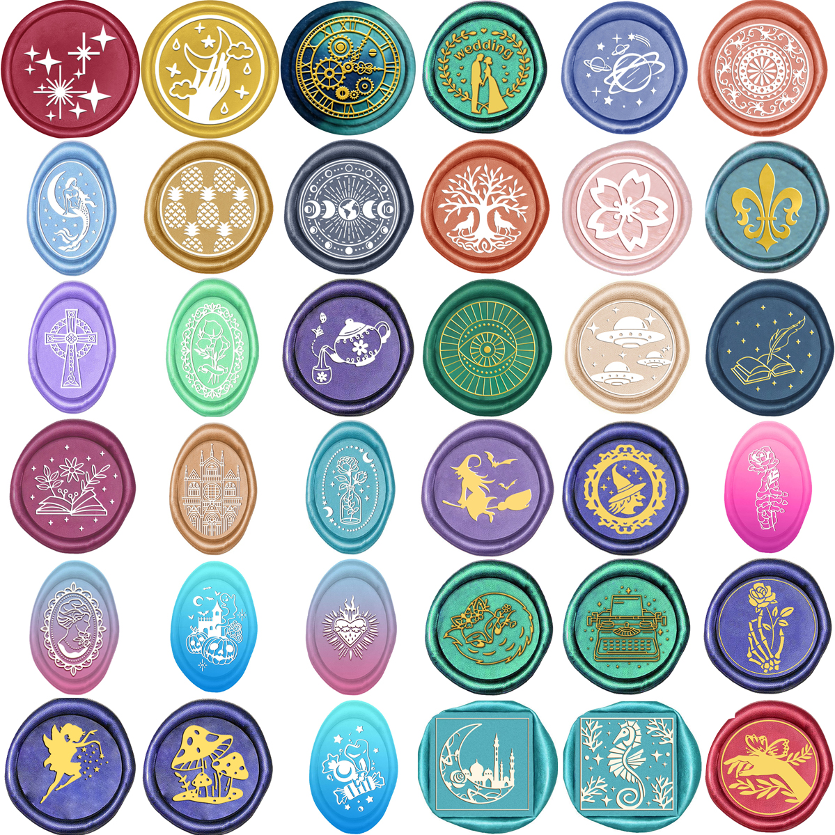 1pc Oval/Round/Square Mixed Wa - Wax Seal Stamp Set avis et prix