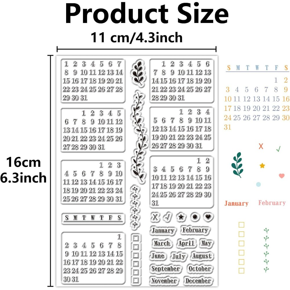 Calendar Clear Stamps Sheets R - Rubber Date Stamp avis et prix