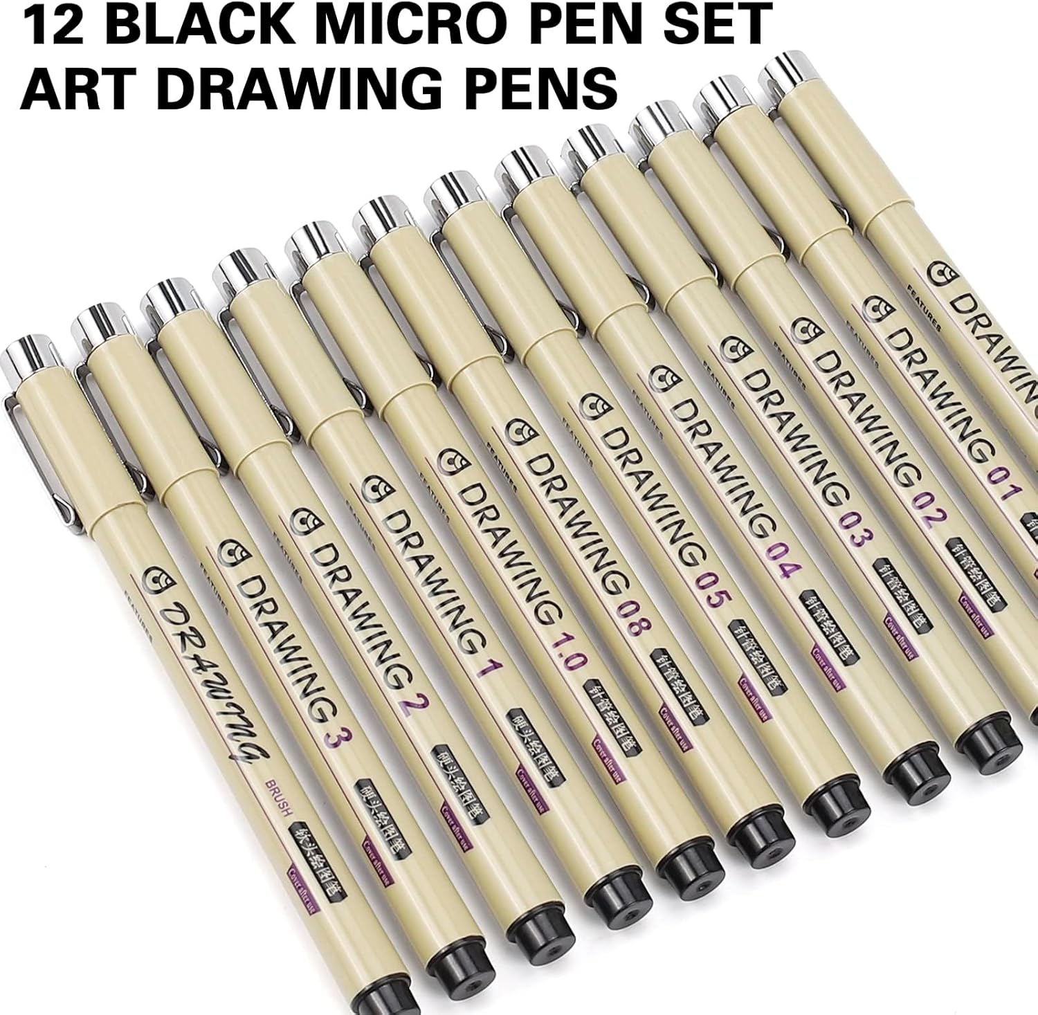 12 Black Fine Line Drawing Pen - Archive Box Set avis et prix