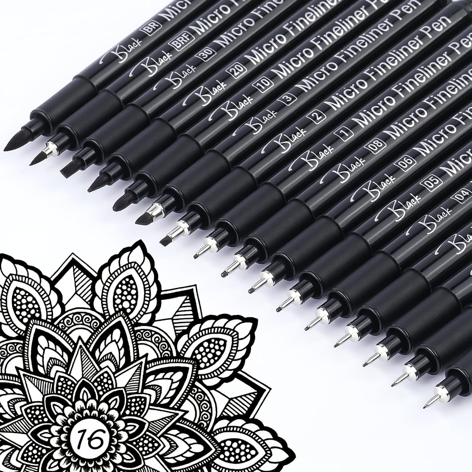 16 Black Fine Liner Pens Set,  - Archive Box Set avis et prix