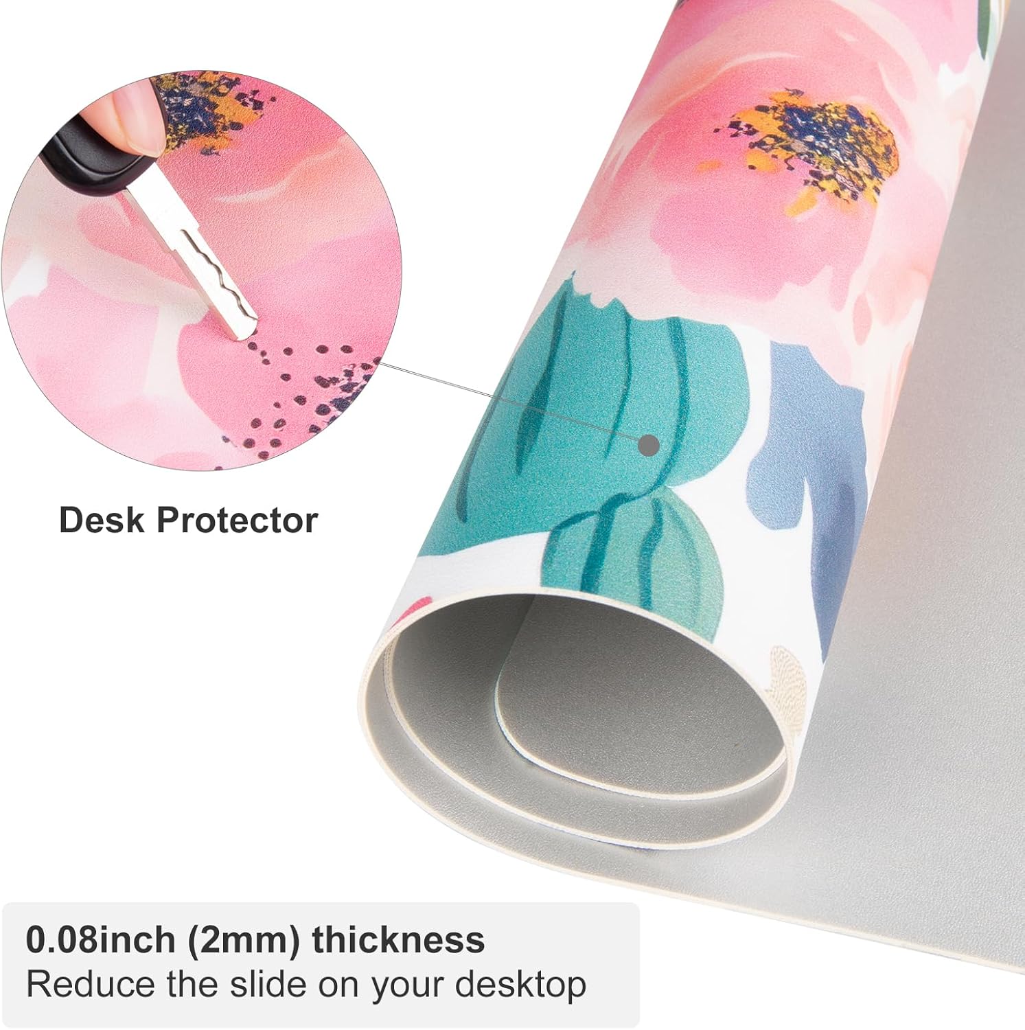 Large Mouse Pad Pink Floral De - Leather Desk Pad avis et prix